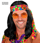 “Hippie Dude Wig With Headband” Black - In Polybag