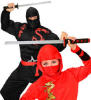 Set Of 2 Katana With Scabbard Ninja Wood Black & Red 72 Cm