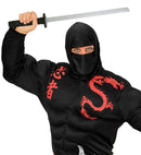 Set Of 2 Katana With Scabbard Ninja Wood Black & Red 72 Cm