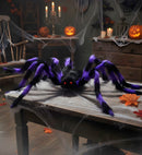 Spider With Bendable Legs Furry Black/Purple 80 Cm
