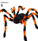 Spider With Bendable Legs Furry Black/Orange 80 Cm