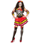 Mujer Dia De Los Muertos  Dress, Fingerless Gloves, Thigh Highs, Headpiece With Veil 
