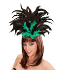 Copacabana Feathered Headband - Black/Green
