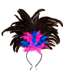 Copacabana Feathered Headband - Black/Pink-Blue