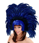 Feathered Brazil Headdress - Blue