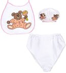 Pink Baby Dress-Up Set  Bonnet, Bib, Giant Diaper 