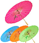 Decorated Silk Oriental Parasol With Wooden Structure Ø 76 Cm - 4 Colors Ass.