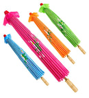 Decorated Silk Oriental Parasol With Wooden Structure Ø 76 Cm - 4 Colors Ass.