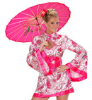 Decorated Silk Oriental Parasol With Wooden Structure Ø 76 Cm - 4 Colors Ass.