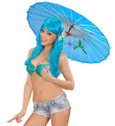 Decorated Silk Oriental Parasol With Wooden Structure Ø 76 Cm - 4 Colors Ass.