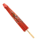 Decorated Red Rice Paper Orientalparasol With Wooden Structure Ø 84 Cm