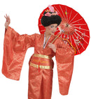 Decorated Red Rice Paper Orientalparasol With Wooden Structure Ø 84 Cm