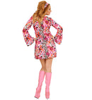 The 70S Groovy Style - Pink Tiny  Bubbles  Dress, Headband 