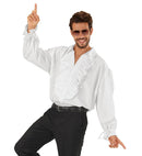 White Ruffle Shirt For Medieval, Renaissance, Colonial, Gothic, Mexican, Pirate, Vampire, Disco