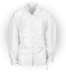 White Ruffle Shirt For Medieval, Renaissance, Colonial, Gothic, Mexican, Pirate, Vampire, Disco