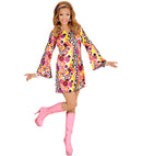 The 70S Groovy Style  - Yellow Tiny  Bubbles  Dress, Headband 