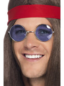 Hippie Specs Adult Silver Coloured Frame 60s Festival Groovy Costume Glasses 3