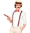 The Roaring 20S Fashion  Boater Hat, Braces, Bow Tie, Moustache, Cigar 