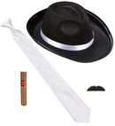 The Roaring 20S Fashion  Hat, Tie, Moustache, Cigar 