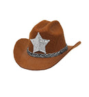 Brown Cowboy Mini Hat With Sheriff Star Felt