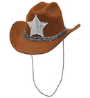 Brown Cowboy Mini Hat With Sheriff Star Felt