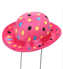 Velvet Pink Polka Dots Mini Bowler Hat