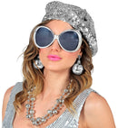 Disco Babe  Sequin Beret,  Glasses, Disco Ball Earrings 
