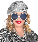 Disco Babe  Sequin Beret,  Glasses, Disco Ball Earrings 