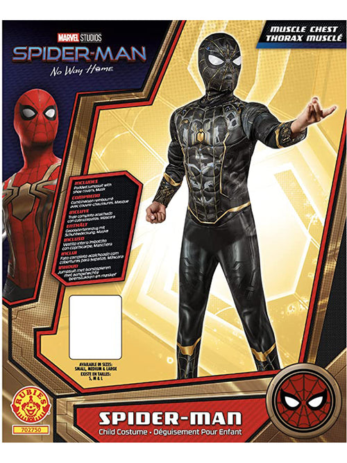 Spider-man No Way Home Black Gold Suit Boys Costume