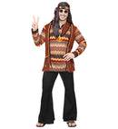 Hippie  Shirt With Vest, Pants, Headband, Necklace 