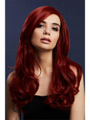 Fever Khloe Wig True Blend Ruby Red Centre Parting Long Wavy Adult Costume Hair 1