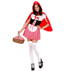 Red Capelet  Dress With Sewn-In Petticoat, Corset, Apron, Hooded Capelet 