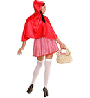 Red Capelet  Dress With Sewn-In Petticoat, Corset, Apron, Hooded Capelet 
