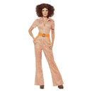 70s Authentic Chic Costume Adult Orange Disco Jumpsuit 4