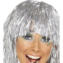 70s Cyber Tinsel Wig Adult Silver Metallic 1