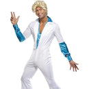 70s Disco Man Costume Adult White ABBA Jumpsuit 1