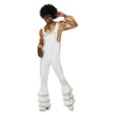 70s Glam Costume ABBA Adult White Gold Jumpsuit Shirt 1