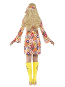 70s Hippie Flower Power Costume Adult Multi Coloured Dress 3