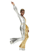 70s Super Chic Costume Adult Jumpsuit Gold Silver 2