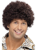 70s Disco Dude Wig Adult Brown Cuirly Hair 1