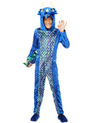 Dinosaur Onesie Costume Kids Blue Hooded All In One 1