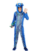Dinosaur Onesie Costume Kids Blue Hooded All In One 1