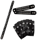 Biker / Rocker Set: Pair Of Studded Gloves - 2 Studded Bracelets  2 Rows  - Studded Choker Leatherlook