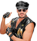 Biker / Rocker Set: Pair Of Studded Gloves - 2 Studded Bracelets  2 Rows  - Studded Choker Leatherlook