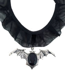 Gothic Bat Choker With Black Gem