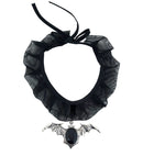 Gothic Bat Choker With Black Gem