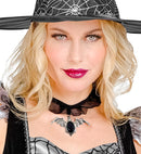 Gothic Bat Choker With Black Gem