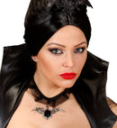 Gothic Bat Choker With Black Gem