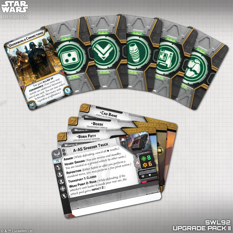 Star Wars: Legion UPGRADE CARD PACK II - Enhance Your Mercenary Forces! Tabletop Miniatures Game, Strategy Game for Kids and Adults, Ages 14+, 2 Players, 3 Hour Playtime, Made by Atomic Mass Games