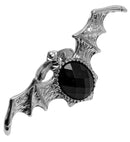 Gothic Bat Ring With Black Gem